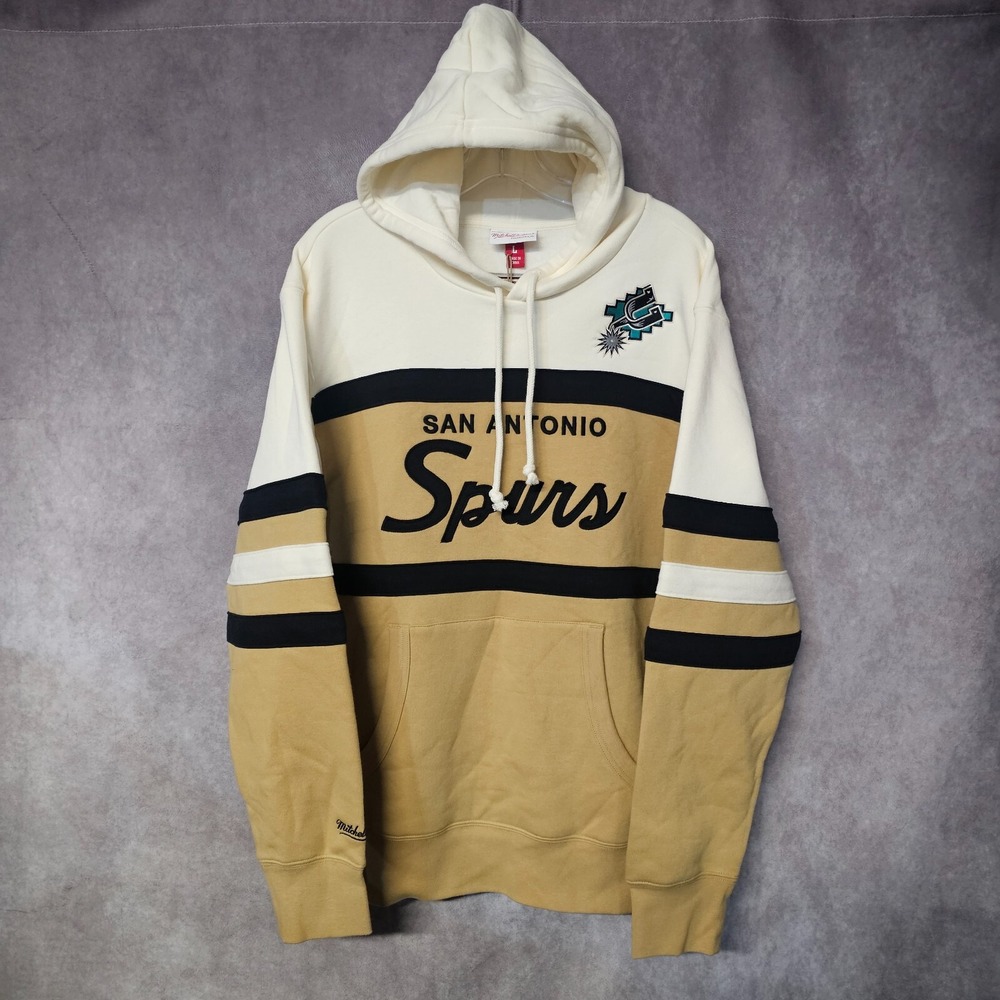 NWT Mitchell & Ness NBA San Antonio Spurs Head Coach Script Hoodie Mens L $110
